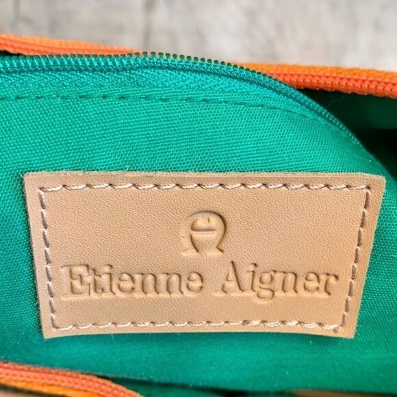 ORANGE ETIENNE AIGNER CANVAS BAG w LEATHER 🧡 HOST PICK 🧡 NWT - Picture 4 of 7